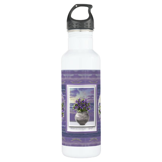 Veilchen in einem Mondglas Edelstahlflasche (Vorderseite)
