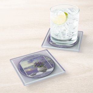 Veilchen in einem Mondglas Glasuntersetzer