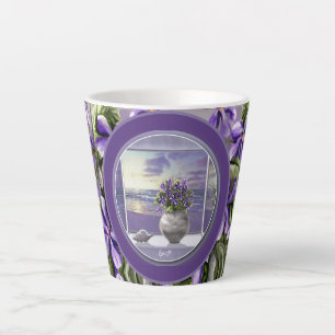 Veilchen in einem Mondglas Milchtasse