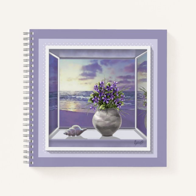 Veilchen in einem Mondglas Notizbuch (Vorderseite)