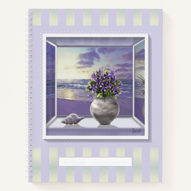 Veilchen in einem Mondglas Notizbuch (Vorderseite)