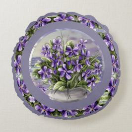 Veilchen in einem Mondglas Rundes Kissen