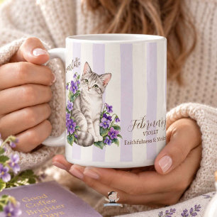 Veilchen-Katzen-Brautjungfer-Geschenk zum Februar- Kaffeetasse