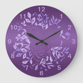 Veilchen-Rosen-Kranz-Rund-Uhr Große Wanduhr