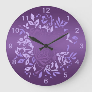 Veilchen-Rosen-Kranz-Rund-Uhr Große Wanduhr