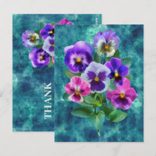 Veilchen-Stiefmütterchen-Blumenstrauß DANKE Postkarte