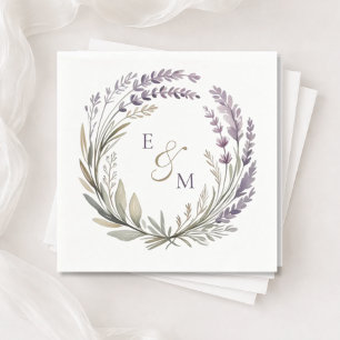 Veilchen- und Salbei-Blumenkranz-Hochzeitsserviett Serviette