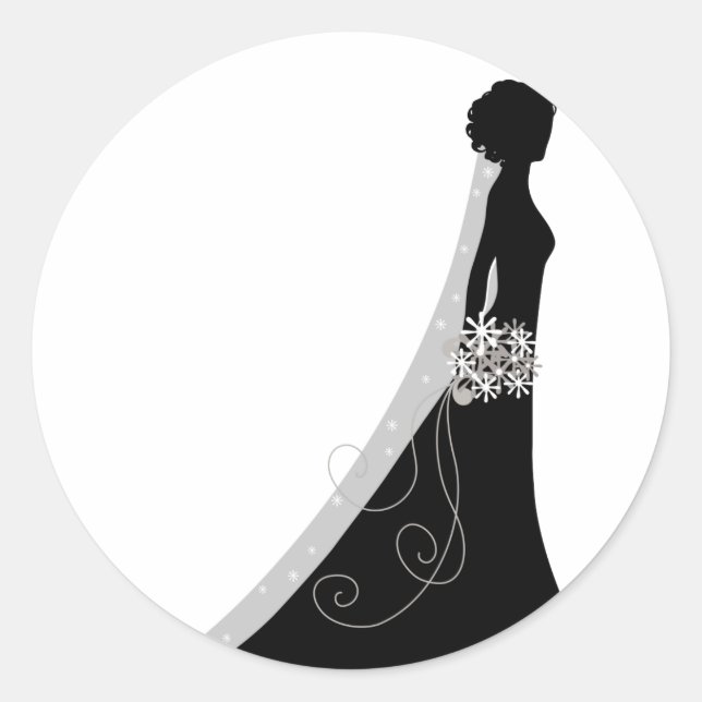 Veiled Bride Silhouette Clipart Wedding Stickers (Vorderseite)
