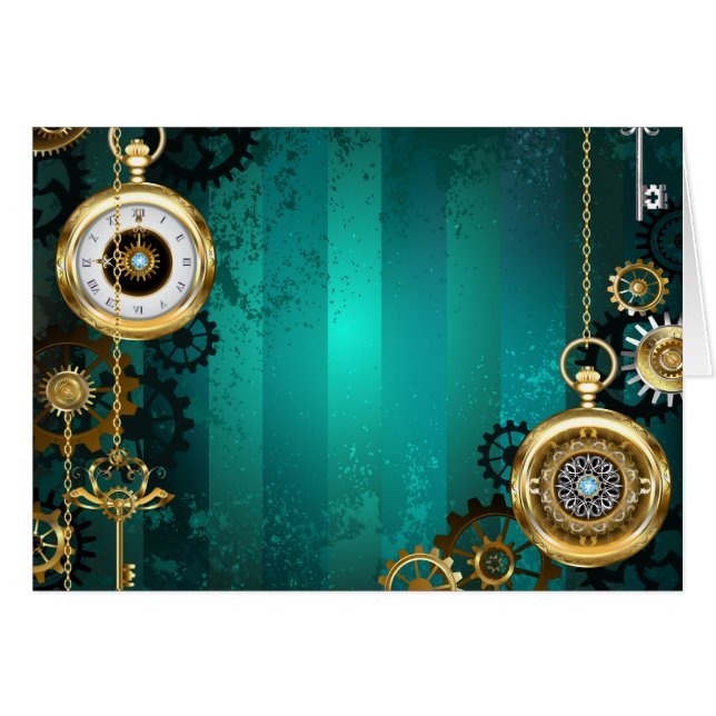 Veille bijoux Steampunk sur un Arrière - plan vert (Devant Horizontal)