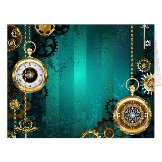 Veille bijoux Steampunk sur un Arrière - plan vert (Devant horizontal)