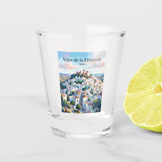 Vejer de la Frontera Spanien Schnapsglas (Vorderseite)