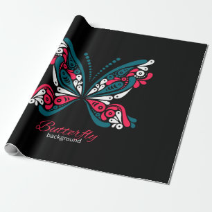 Vektor Hintergrund mit schönem Schmetterling Tätow Geschenkpapier