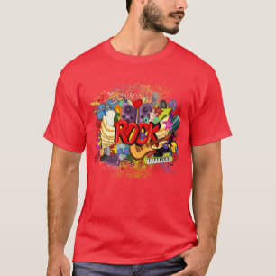 Vektor Rock n Roll-Thema Gitarre Klavier Lied Drum T-Shirt
