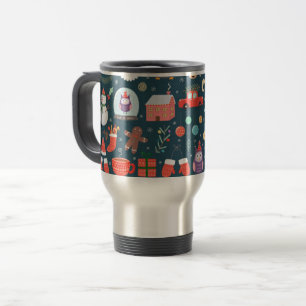Vektor Set niedliche Weihnachtselemente Santa Ping Reisebecher