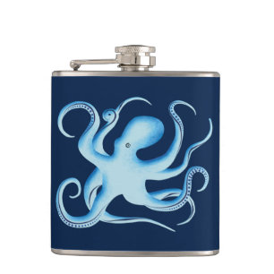 Vektor-Silhouette des Blauen Oktopus Flachmann