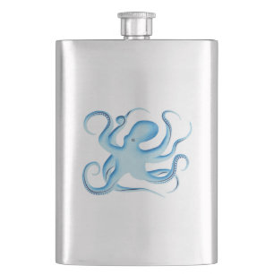 Vektor-Silhouette des Blauen Oktopus Flachmann