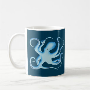 Vektor-Silhouette des Blauen Oktopus Kaffeetasse