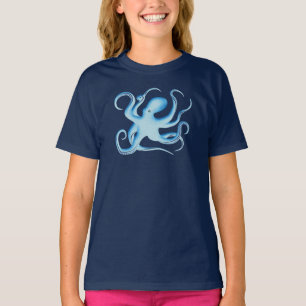 Vektor-Silhouette des T - Shirt Blaues Oktopus