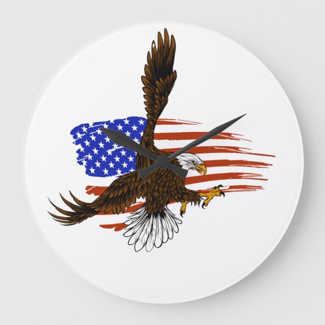 Vektor-Vektor-Amerikanischer Adler gegen Gussahne Große Wanduhr (Vorderseite)