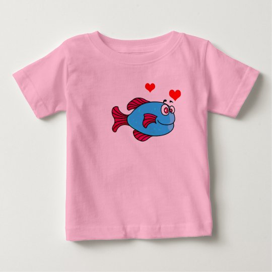 Vektorblaue Cartoon-Puffer-Fische Baby T-shirt