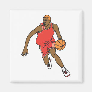 Vektorgrafik Basketballspieler beim Dribbling Magnet