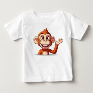 Vektorillustration eines winkenden Affen zur Begrü Baby T-shirt