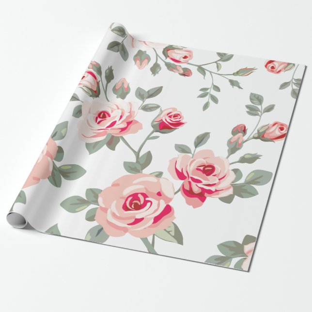 VektorRosen-Muster-Verpackungs-Papier Geschenkpapier (Ungerollt)