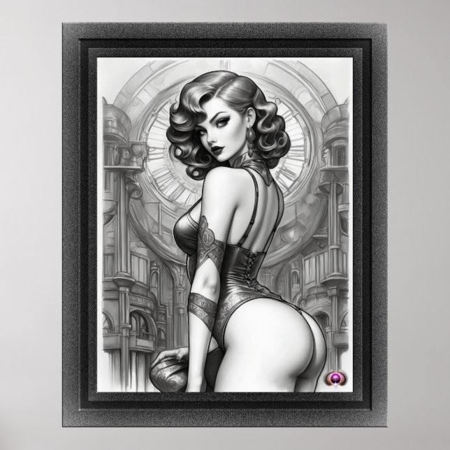 Velaria Retro Age Button Up Girl Portrait Poster (Vorne)