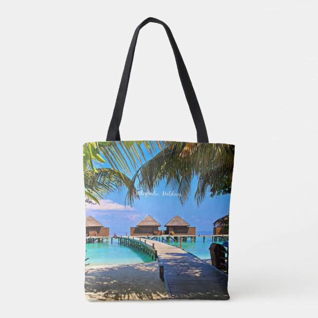 Veligandu, tropische Malediven-Szene Tasche (Rückseite)