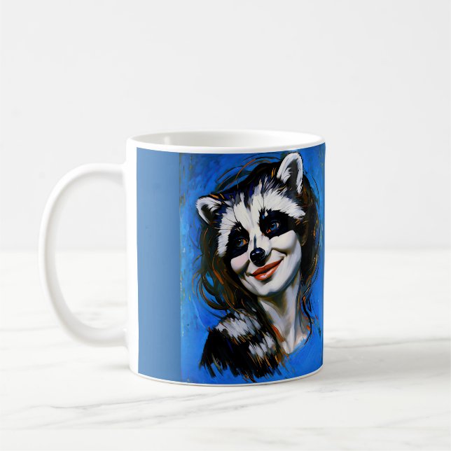 "Velka Teyani" flüstert Raccoon Trickster Kaffeetasse (Links)