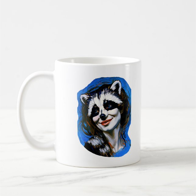 "Velka Teyani" flüstert Raccoon Trickster Kaffeetasse (Links)