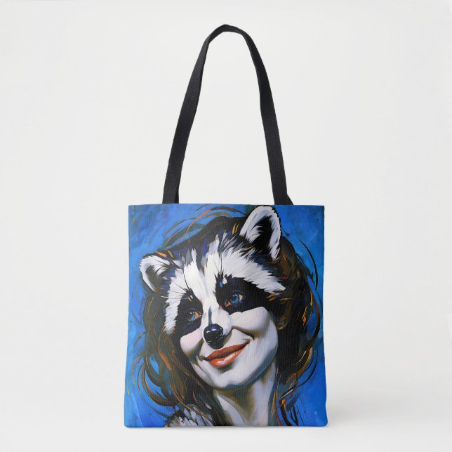 "Velka Teyani" flüstert Raccoon Trickster Tasche (Vorderseite)