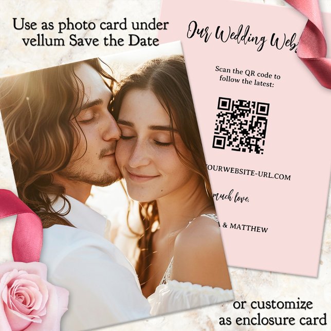 Vellum Background Wedding Save the Date Foto (Photo background for a vellum wedding Save the Date card with QR code)
