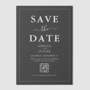 Vellum Black QR Code Moderne Hochzeit Termin merke