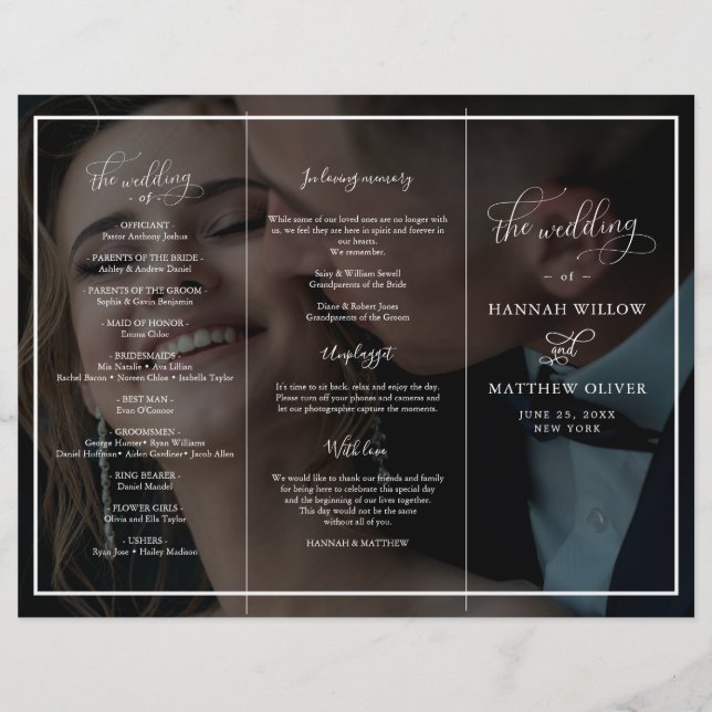 Vellum Black & White Foto Hochzeit (Vorderseite)
