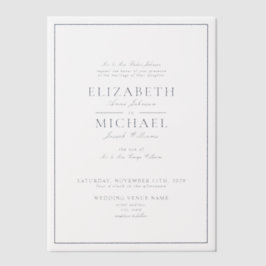 Vellum Elegant Navy Blue Classic Script Wedding