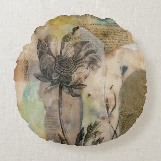 Vellum floral II Rundes Kissen (Vorderseite)