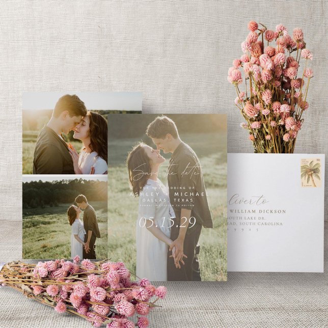 Vellum Look Handschrift Typografie 3 Foto Save The Date (Save the Date!)