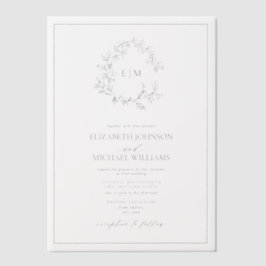 Vellum Modern Navy Blue Wappen Monogram Wedding