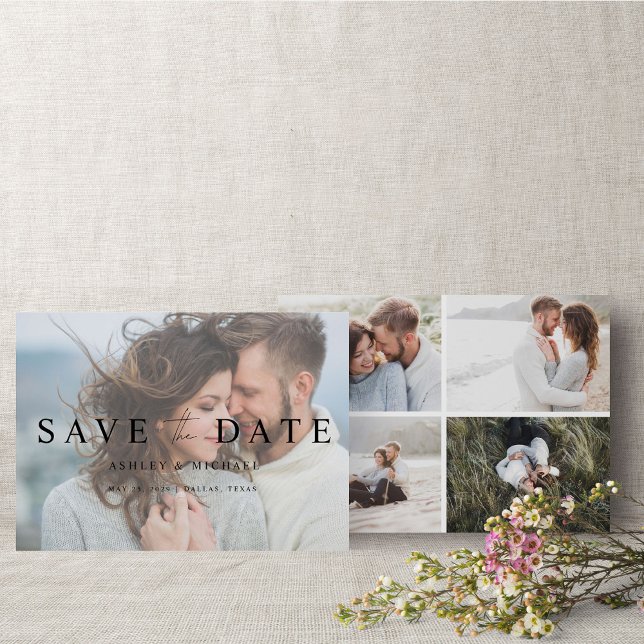 Vellum Overlay Elegante Moderne 5 Foto Verlobung Save The Date (Save the Date: Love is in the air!)