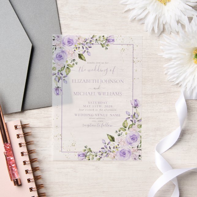 Vellum Rustic Lilac Lavender Gold Floral Wedding (Hochzeit)