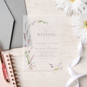Vellum Trendy Elegante Wildblume Hochzeitsfeier