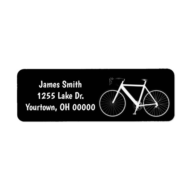 Vélo blanc sur Étiquette noir (Devant)