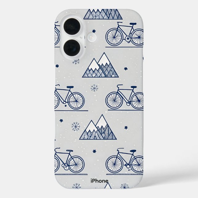 Vélo d'hiver Mountain iPhone 16 Coque (Verso)
