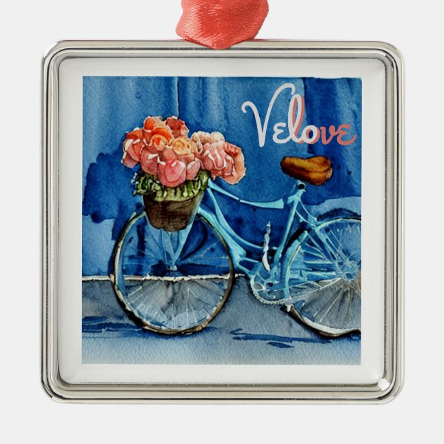 Velo Liebe Cycling Ornament Aus Metall (Vorne)