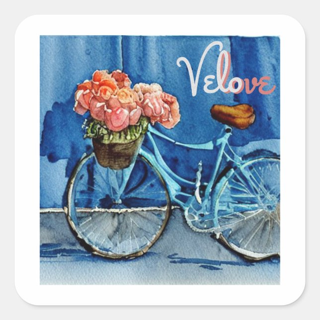 Velo Liebe Cycling Quadratischer Aufkleber (Vorderseite)