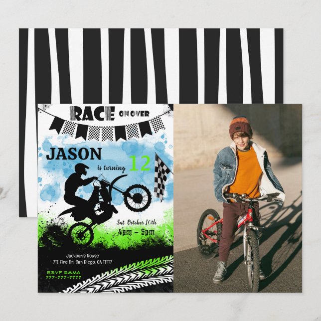 Vélo modifiable Anniversaire Photo Invitation (Devant / Derrière)