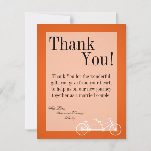 vélo orange du carte de remerciements 4x5 PLAT (Devant)