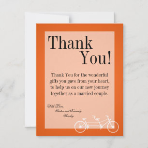 vélo orange du carte de remerciements 4x5 PLAT