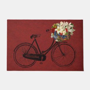 vélo rouge bienvenu de bicyclette de tapis de